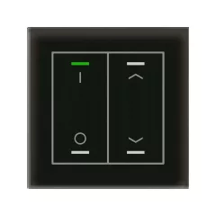   MDT GTL-2TDS.02S KNX üveg érintőgomb II Light hőmérséklet-érzékelővel | 2-csatornás, IO, nyilak, Secure | fekete üveg
