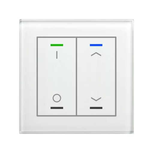 MDT GTL-2TDW.02S KNX Üveg érintőpanel II Light hőmérséklet-érzékelővel | 2-csatornás, IO, nyilak, Secure | fehér üveg