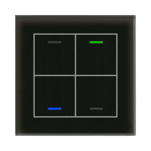 MDT GTL-4T0S.02S KNX üveglap érintőkapcsoló II Light hőmérsékletérzékelővel | 4-csatornás, semleges, Secure | fekete üveg