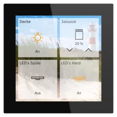   MDT GTS-04TS.01S KNX Glass Touch Smart Secure | Standard | fekete üveg | 4 hüvelyk
