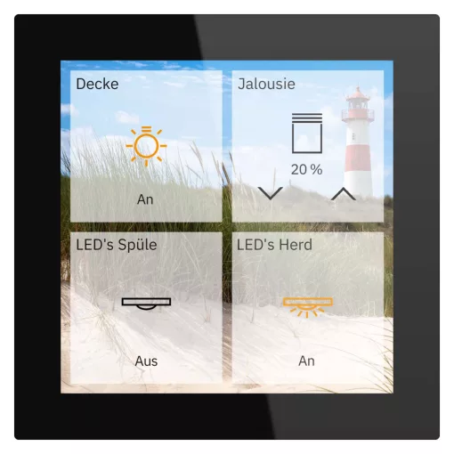 MDT GTS-04TS.01S KNX Glass Touch Smart Secure | Standard | fekete üveg | 4 hüvelyk