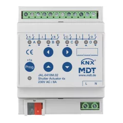   MDT JAL-0410M.02 KNX redőnyaktor 230 V | 4-csatornás, menetidő-mérés