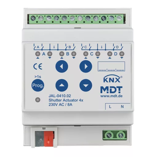 MDT JAL-0410.02 KNX redőnyaktor 230 V | 4-csatornás