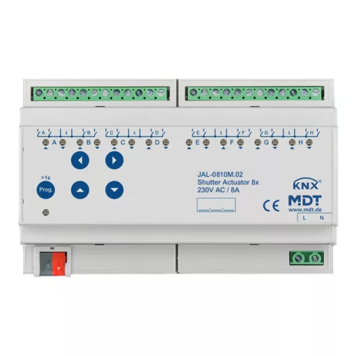 MDT JAL-0810M.02 KNX redőnyaktor 230 V | 8-csatornás, menetidő-mérés