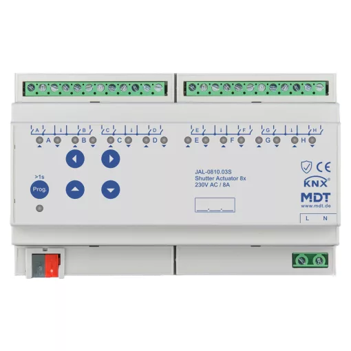 MDT JAL-0810.03S KNX redőnyaktor 230 V | 8 kimenetes, Secure