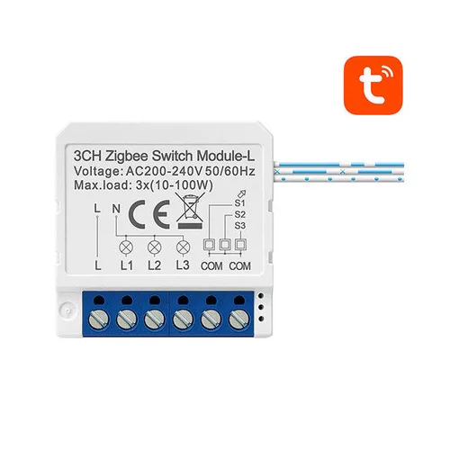 AVATTO LZWSM16-W3 Zigbee kapcsolóaktor UP | 3 kimenetes