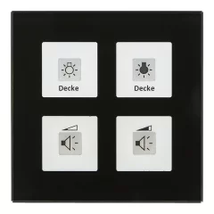   MDT RF-GTT4S.01 KNX RF üveg nyomógomb | 4-csatornás | fekete üveg
