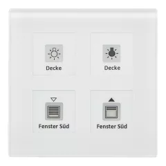   MDT RF-GTT4W.01 KNX RF üveg nyomógomb | 4-csatornás | fehér üveg