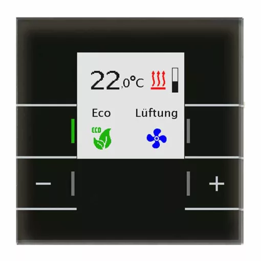 MDT SCN-RTRGS.02S KNX üveg szobatermosztát Smart | 4-csatornás | fekete üveg/fekete
