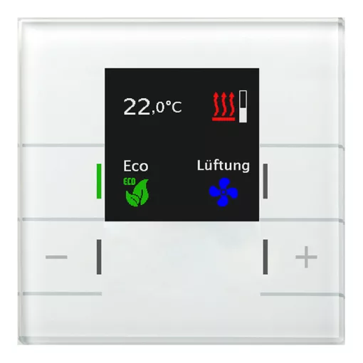 MDT SCN-RTRGW.02 KNX üveg szobahőmérséklet-szabályozó Smart | 4-csatornás | tiszta fehér fényes