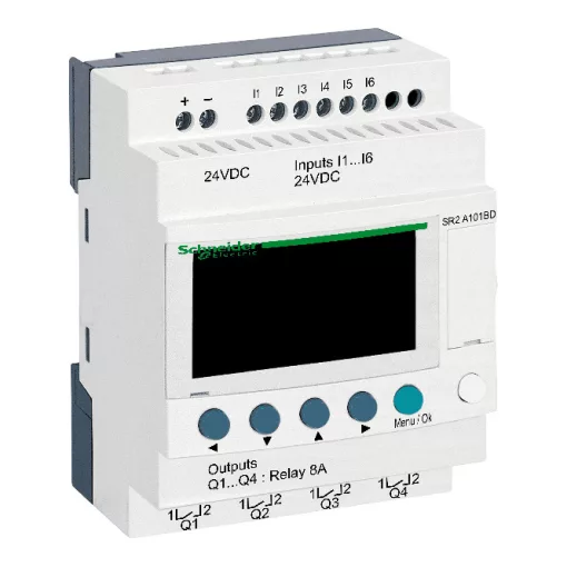 SCHNEIDER SR2A101BD PLC vezérlőrelé Zelio Logic | 10 I/O, 24 VDC, kijelzővel