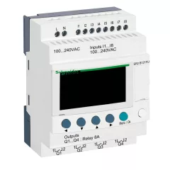   SCHNEIDER SR2B121FU PLC vezérlőrelé Zelio Logic | 12 I/O, 100–240 VAC, kijelző, óra