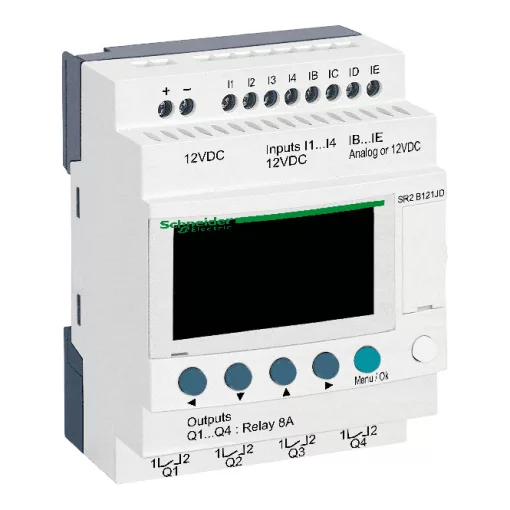 SCHNEIDER SR2B121JD PLC vezérlőrelé Zelio Logic | 12 I/O, 12 VDC, kijelző