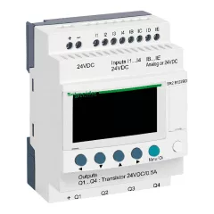   SCHNEIDER SR2B122BD PLC vezérlőrelé Zelio Logic | 12 I/O, 24 VDC, kijelző, óra, tranzisztor kimenet