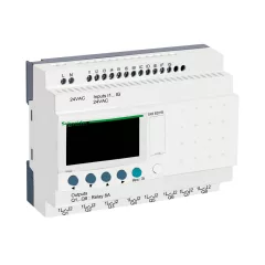   SCHNEIDER SR2B201B PLC vezérlőrelé Zelio Logic | 20 I/O, 24 VAC, kijelző, óra