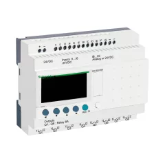  SCHNEIDER SR2B201BD PLC vezérlőrelé Zelio Logic | 20 I/O, 24 VDC, kijelző, óra, relékimenet