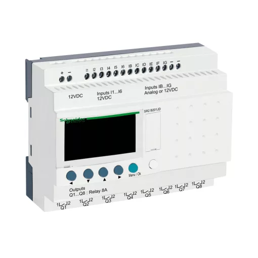SCHNEIDER SR2B201JD PLC vezérlőrelé Zelio Logic | 20 I/O, 12 VDC, kijelző