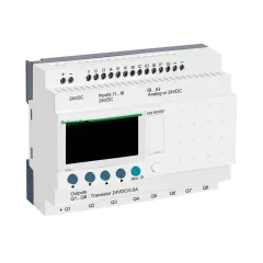   SCHNEIDER SR2B202BD SPS-vezérlőrelé Zelio Logic | 20 I/O, 24 VDC, kijelző, óra, tranzisztoros kimenet