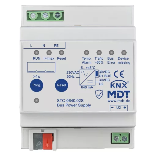 MDT STC-0640.02S KNX Busztápegység | 640 mA, diagnosztikai funkció, Secure