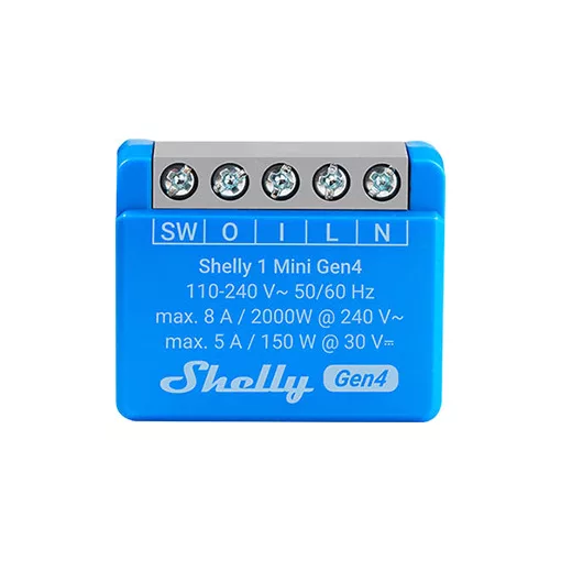 SHELLY 1 Mini Gen4 multiprotokoll kapcsolóaktor UP | 1 kimenetes, Mini