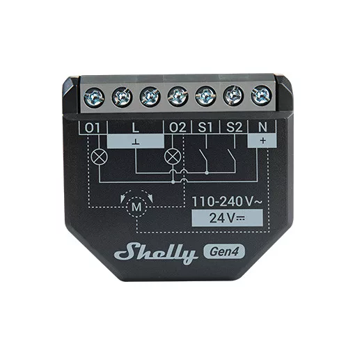 SHELLY 2PM Gen4 multiprotokoll kapcsolóaktor UP | 2 kimenetes, áramméréssel