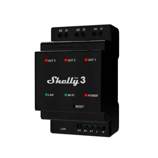 SHELLY Pro 3 kapcsolóaktor | 3-csatornás