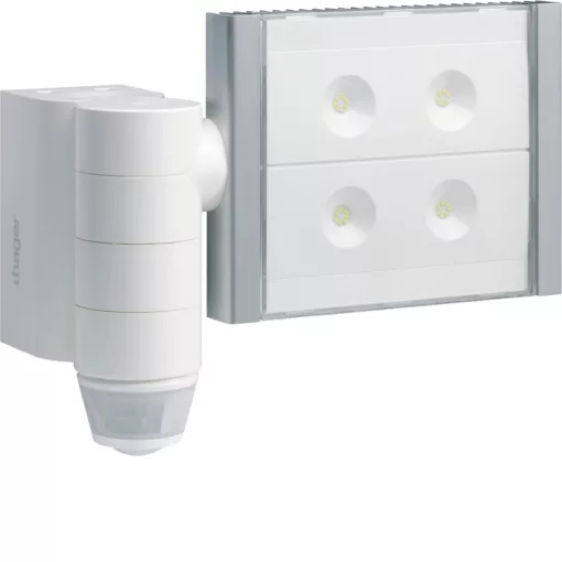 HAGER TRE600 vezeték nélküli kültéri mozgásérzékelő | IP55 LED-reflektorral, quicklink | fehér