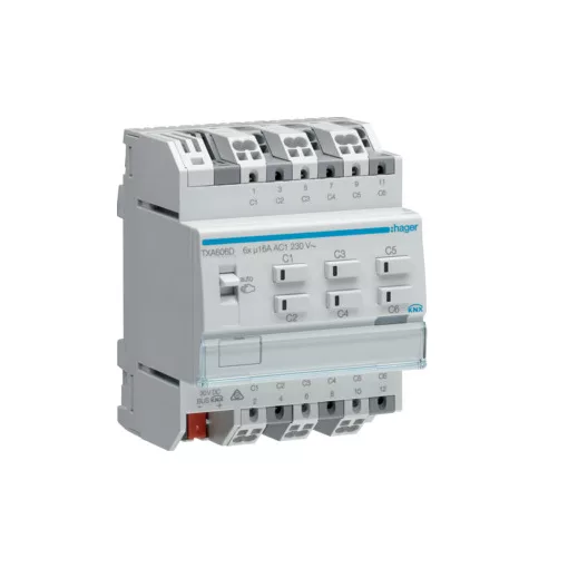 HAGER TXA606D KNX easy univerzális aktor 16 A | 6 kimenetes