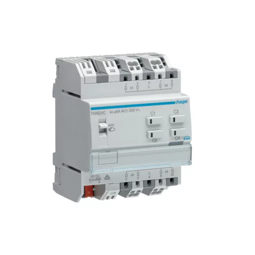 HAGER TXA624C KNX easy redőnyaktor 230 V | 4-csatornás