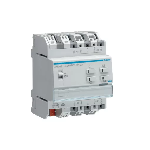 HAGER TXA624D KNX easy redőnyaktor 24 V | 4-csatornás
