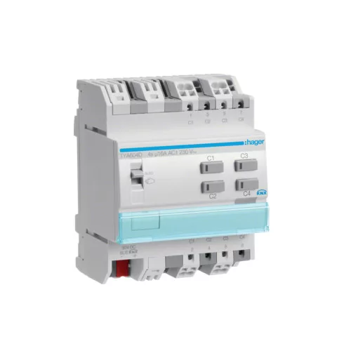 HAGER TYA604D KNX univerzális aktor | 4-csatornás, 16 A, C-terhelés