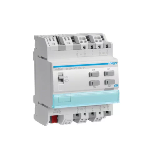 HAGER TYA624C KNX redőnyaktor 230 V | 4-csatornás