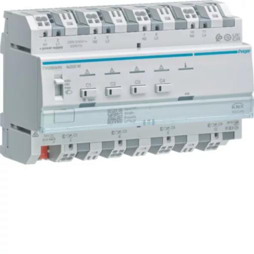 HAGER TYAS664AN KNX Secure univerzális dimmaktor | 4-csatornás, ESL/LED, kombinálható