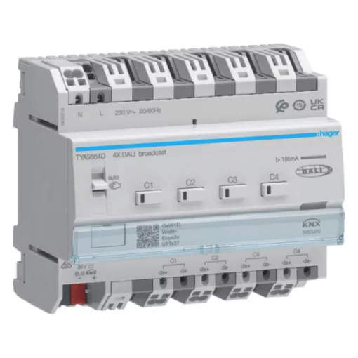 HAGER TYAS664D KNX Secure/DALI-aktor | 4-csatornás, easy, Broadcast, RGB(T)W
