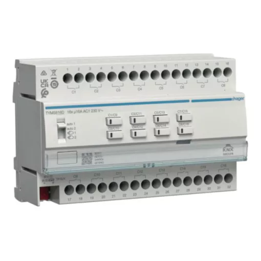 HAGER TYMS616D KNX univerzális aktor | 16 kimenetes, 16 A, C-terhelés, secure