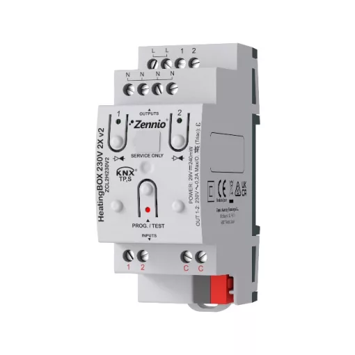 ZENNIO ZCL2H230V2 KNX fűtésaktor | 2 kimenetes, 2 bemenet