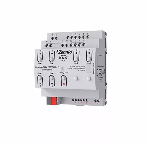 ZENNIO ZCL6H230V2 KNX fűtésaktor | 6 kimenetes, 6 bemenet