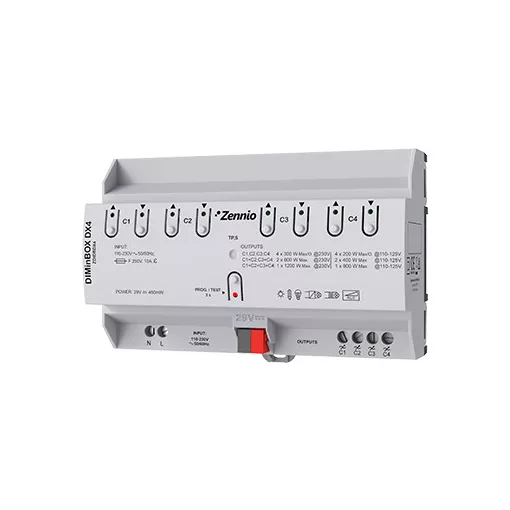 ZENNIO ZDI-DBDX4 KNX dimmaktor DIN sínre | 4-csatornás