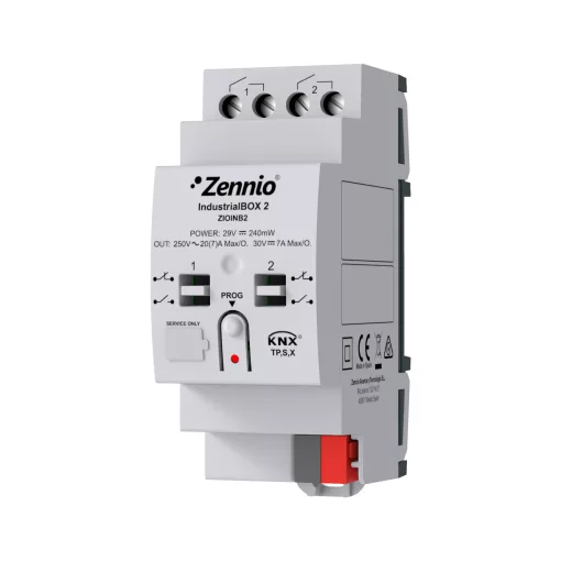 ZENNIO ZIOINB2 KNX kapcsolóaktor IndustrialBOX | 2 kimenetes, Secure