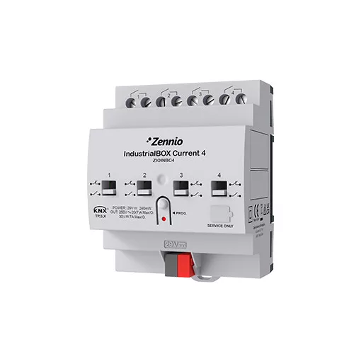 ZENNIO ZIOINBC4 KNX kapcsolóaktor IndustrialBOX | 4 kimenetes, 20 A C-terhelés