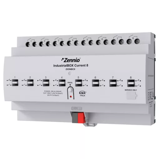 ZENNIO ZIOINBC8 KNX kapcsolóaktor IndustrialBOX | 8 kimenetes, 20 A C-terhelés