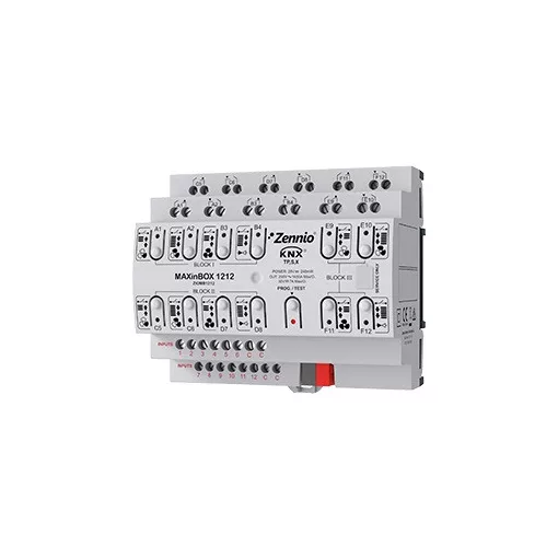 ZENNIO ZIOMB1212 KNX univerzális aktor MAXinBOX 16 A | 12 kimenetes, 12 bináris bemenet, secure