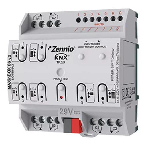 ZENNIO ZIOMB66V3 KNX univerzális aktor MINiBOX 16 A | 6 kimenetes, secure