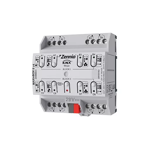 ZENNIO ZIOMB8V4 KNX univerzális aktor MAXinBOX 16 A | 8 kimenetes, Secure