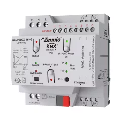   ZENNIO ZPR46V2 multifunkciós aktor ALLinBOX | 4-csatornás, 6 bemenet, 160 mA, Secure