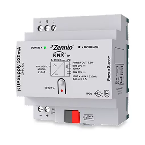 ZENNIO ZPSU320 KNX busztápegység 230 V AC | 320 mA