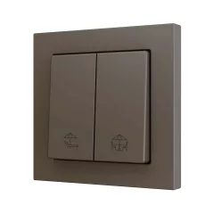  ZENNIO ZS552PB2MC dupla nyomógomb Soft ZS55 | 2 bináris bemenethez, egyedi dizájn | mokka