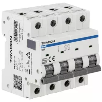 Tracon REVZ 4P kismegszakítók B-C-D