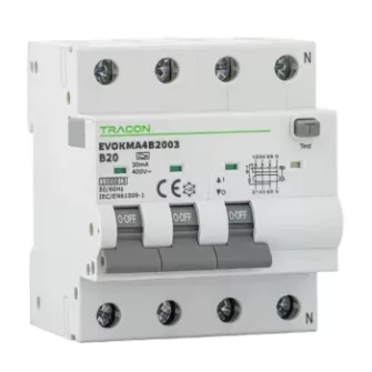 Tracon EVOKMA4 Kombi Fi-relé 4P A 10kA 30-300mA