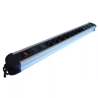 Tracon Electric túlfeszültségvédett hálózati Aluminium elosztósáv - Tracon Electric lengő dugaljak, dugvillák, hosszabbítók, kiegészítők - Tracon Electric - GYÁRTÓK / MÁRKÁK
